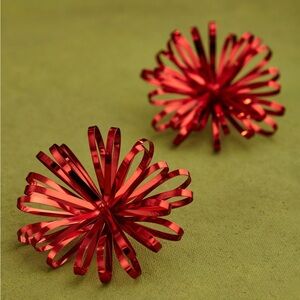 Archived Khoi Pria Red Metallic Statement Earrings